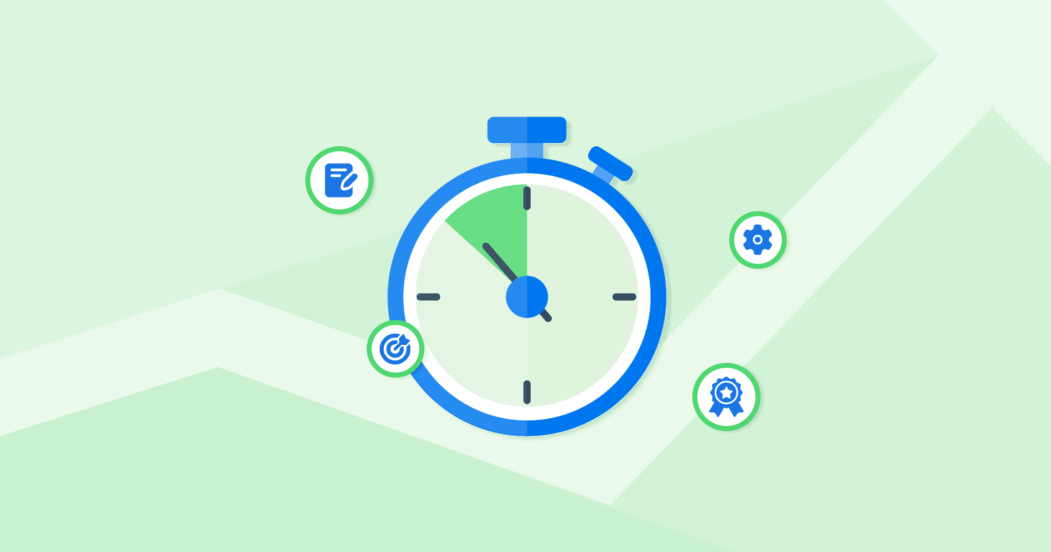 How To Boost Your Agency’s Marketing Productivity graphic with stopwatch and tasks