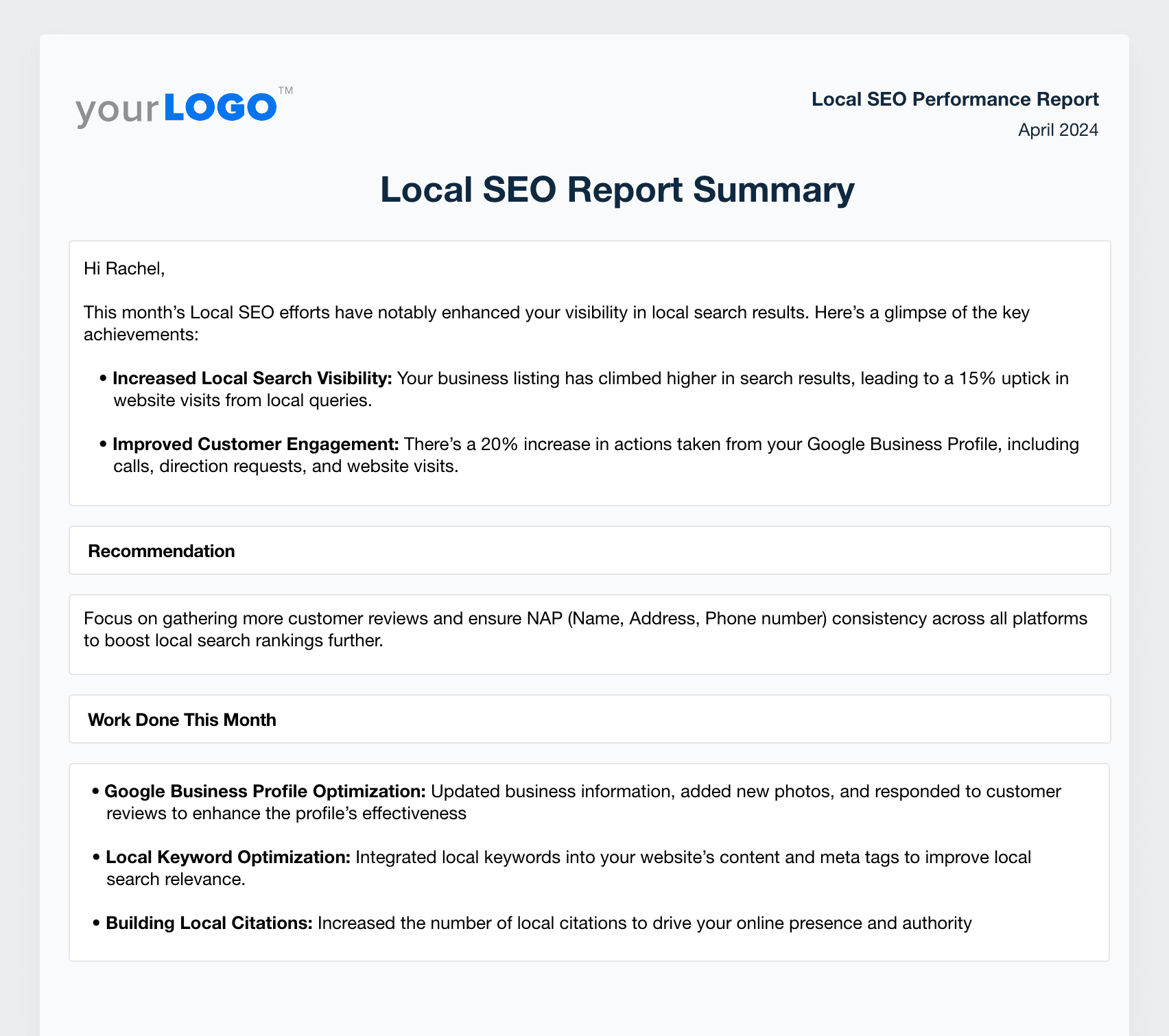 Google Business Profile Report Summary Example