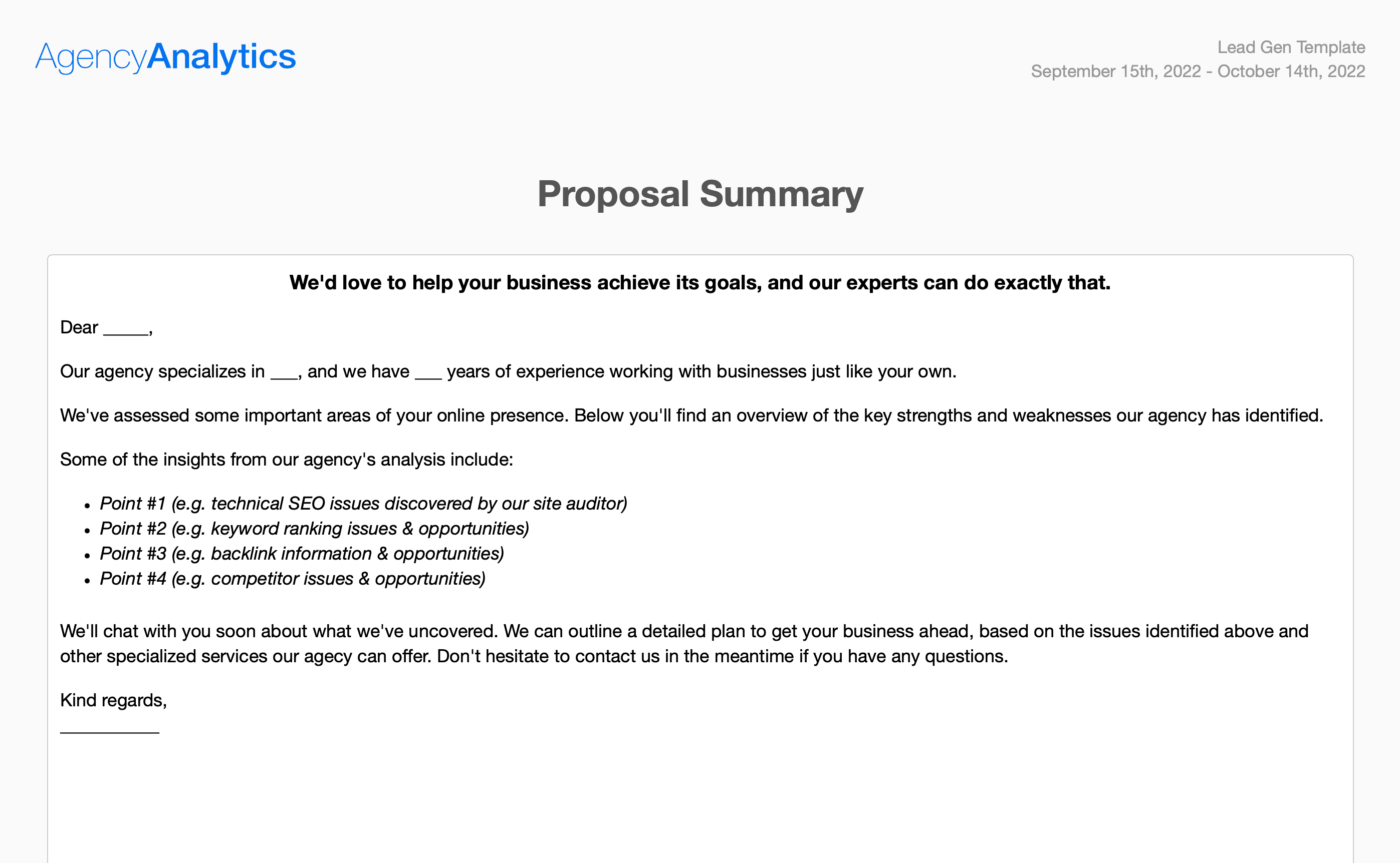 ppc proposal summary
