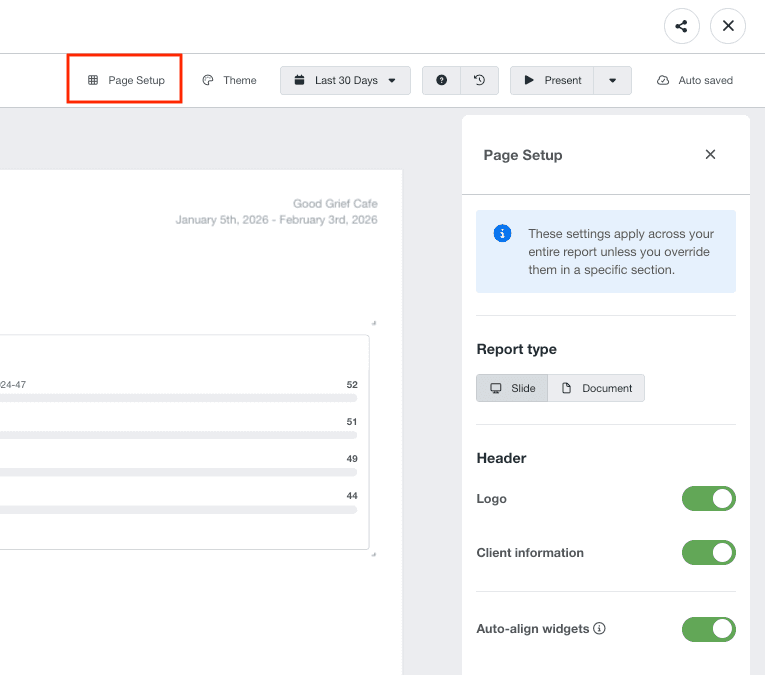 A single place to manage report and dashboard settings
