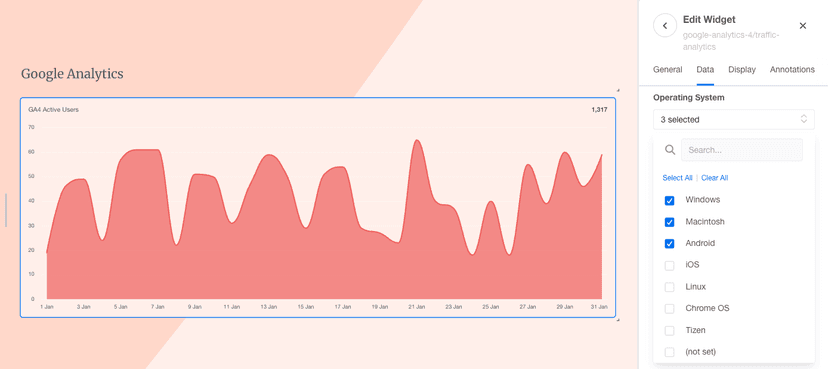 New GA4 filters: By operating system & event by channel