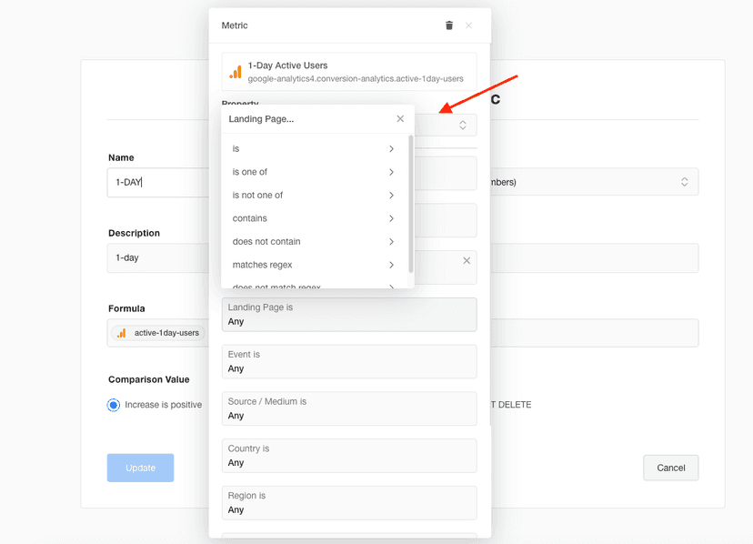 Advanced filtering for custom metrics and KPIs