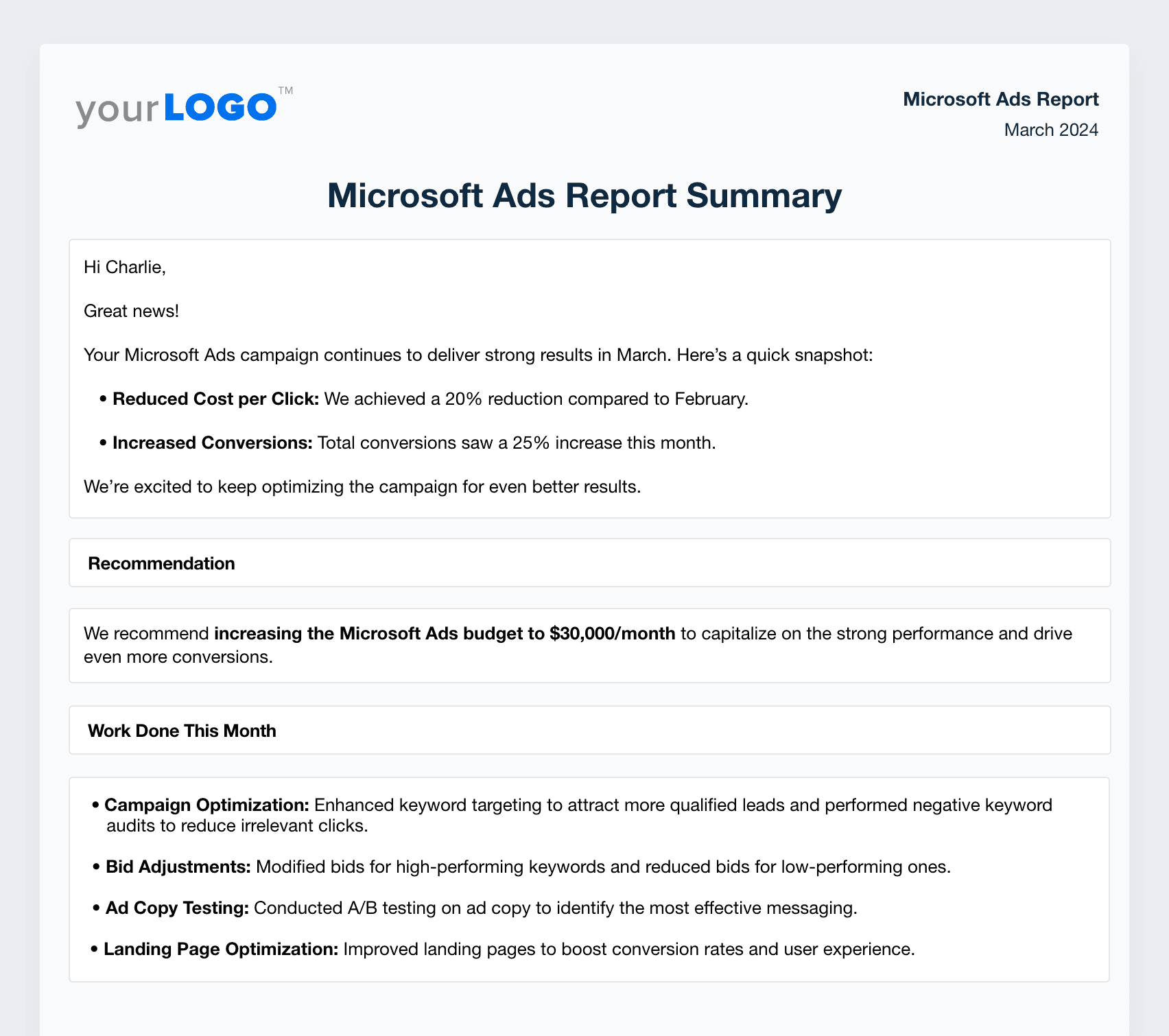 Microsoft ads report summary