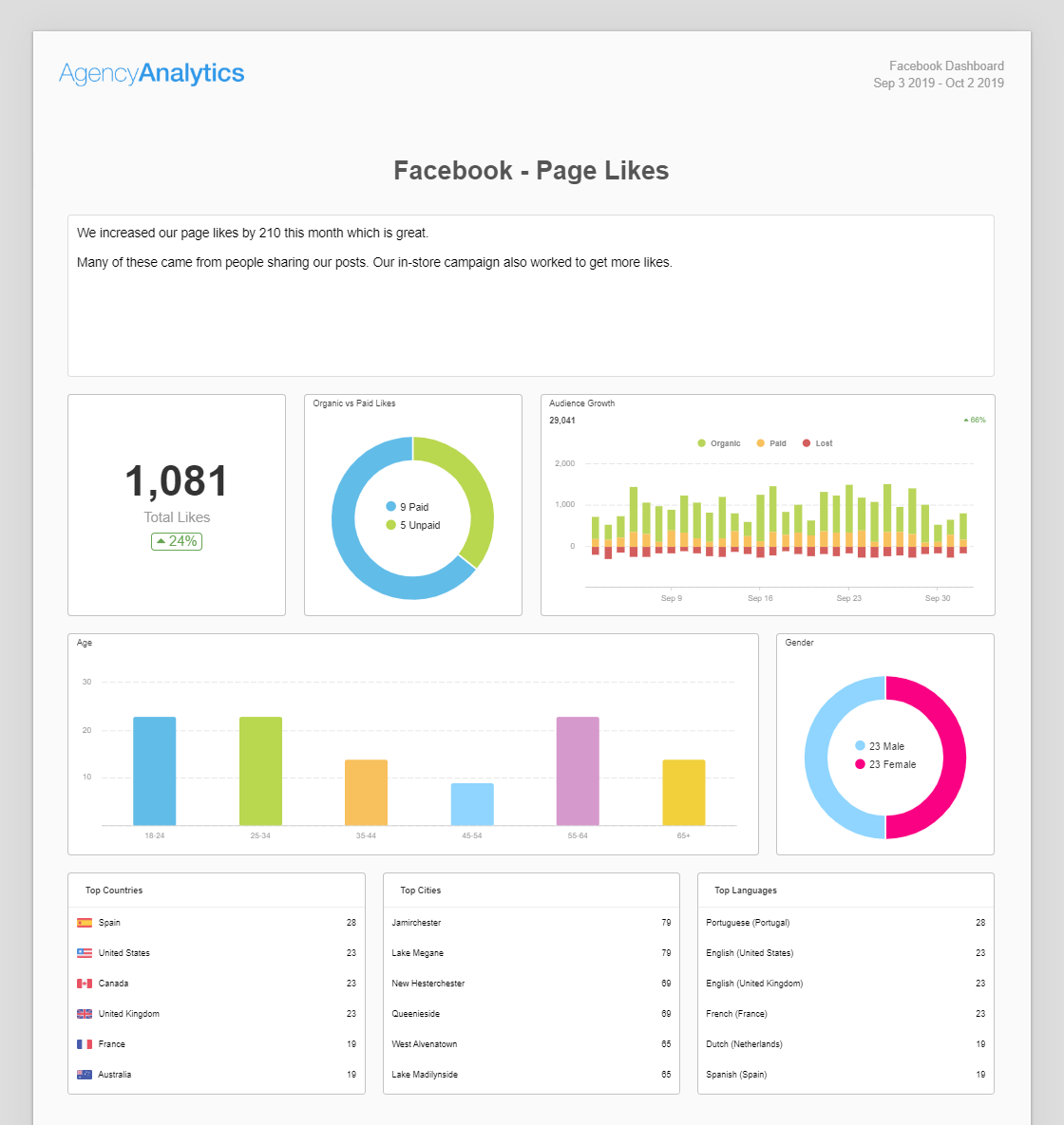 facebook report template free