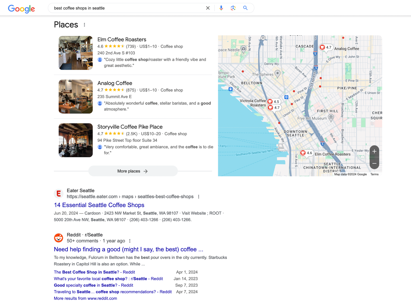 Google local search example