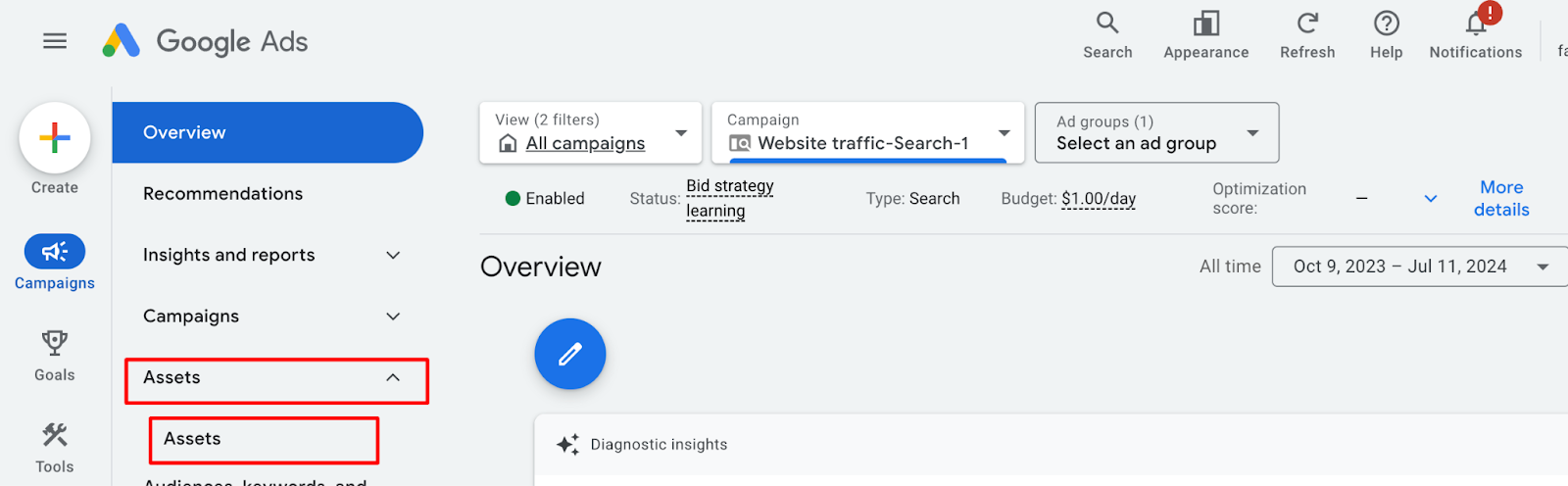 Google Ads overview and assets