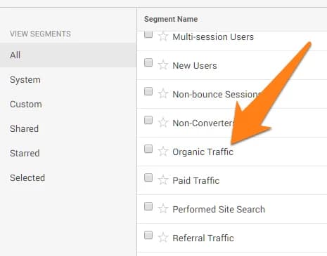 Select Organic Traffic