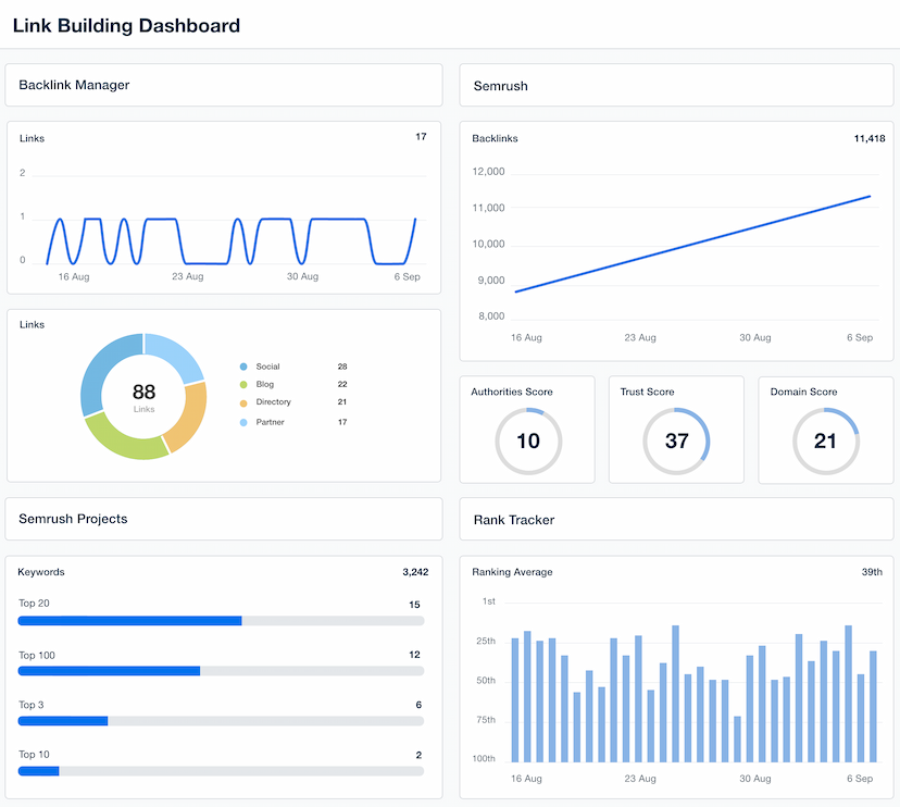 Link Building Dashboard Example