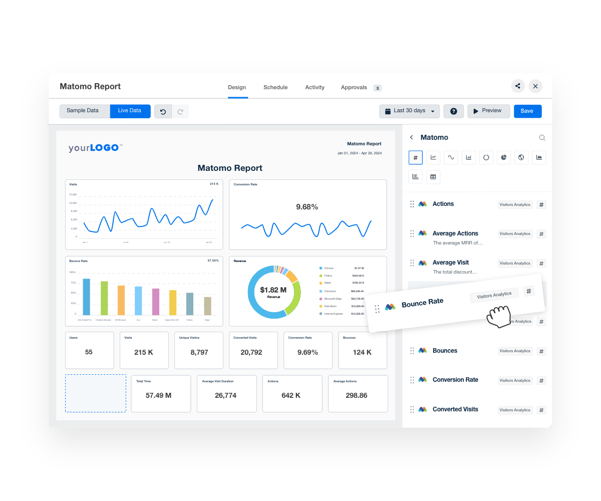 Matomo Drag and Drop Dashboard Builder