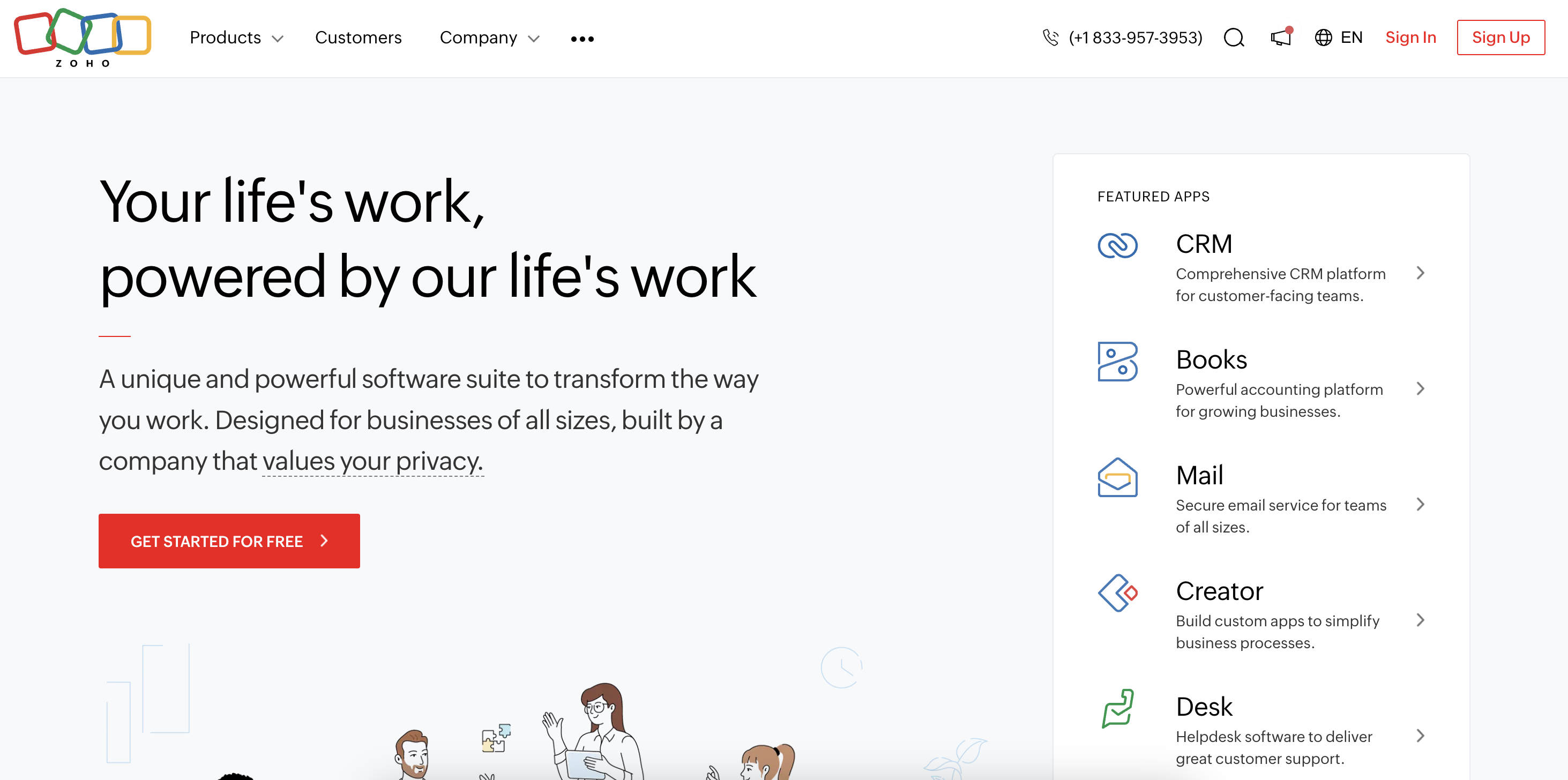 Zoho Homepage