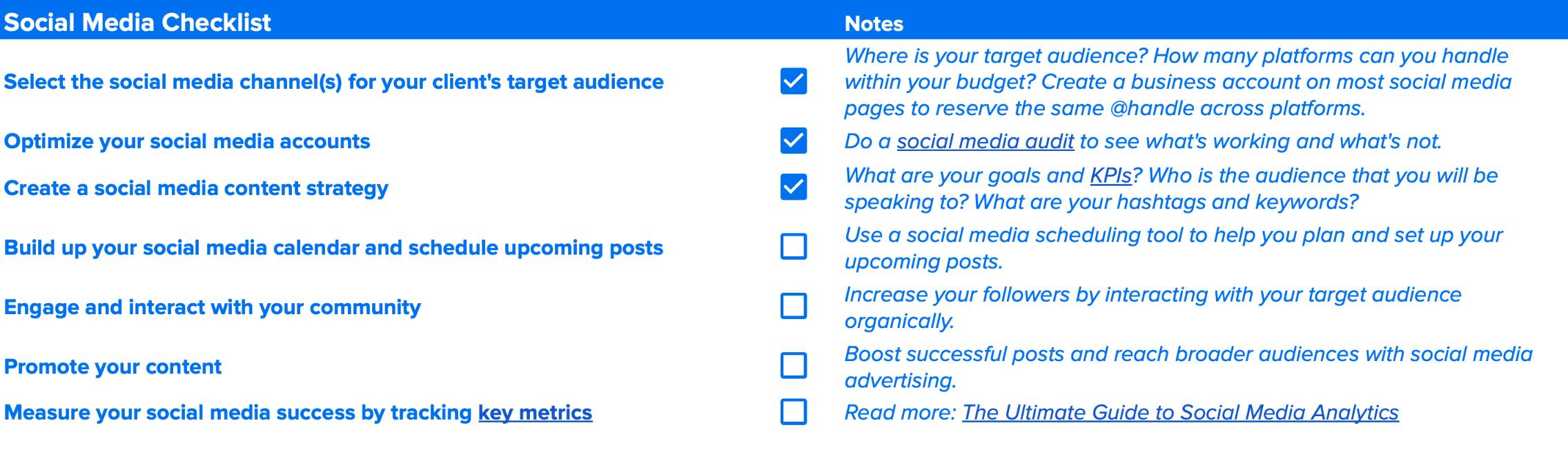 social media marketing launch checklist