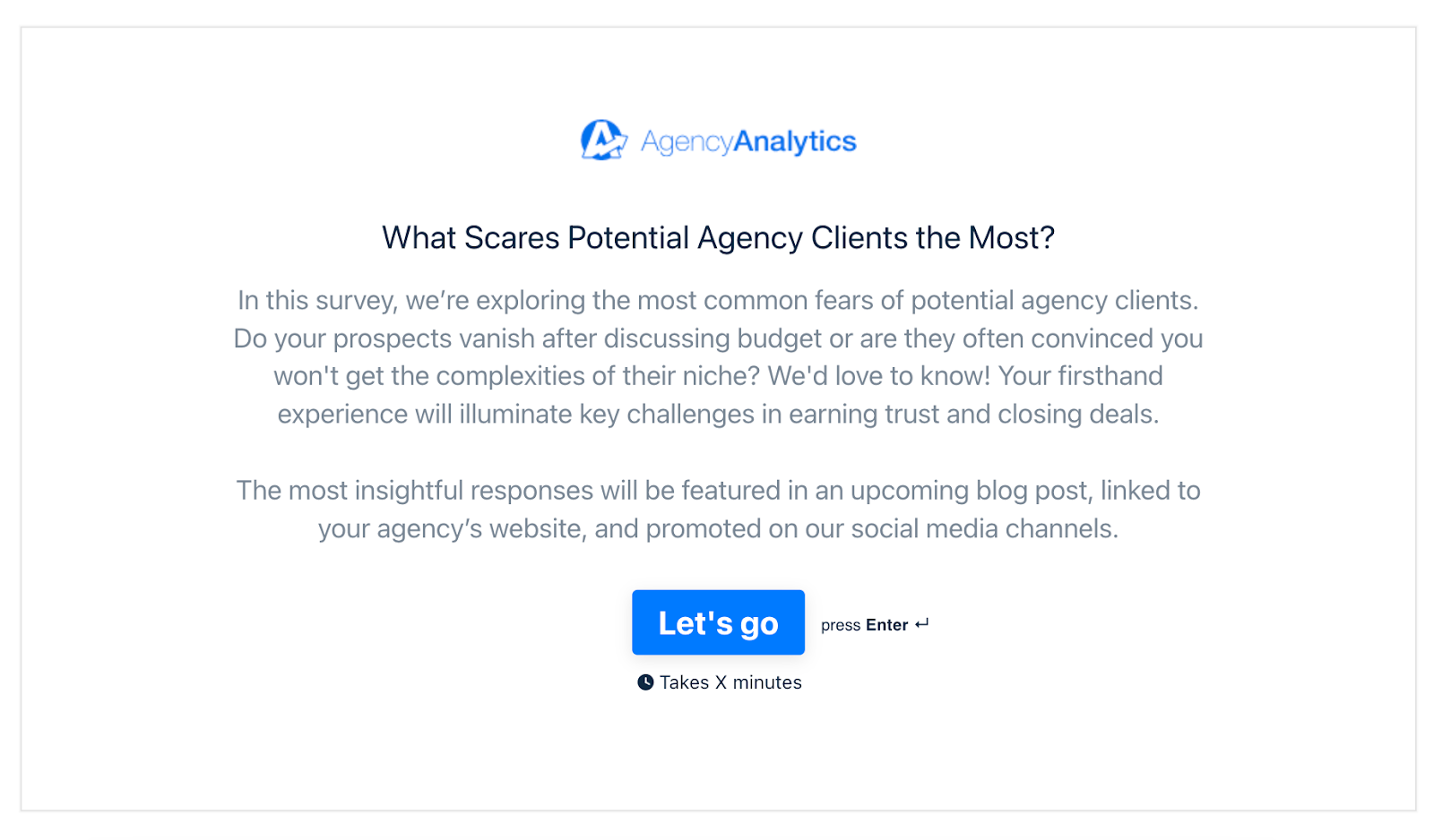 What scares potential agency clients the most survey page