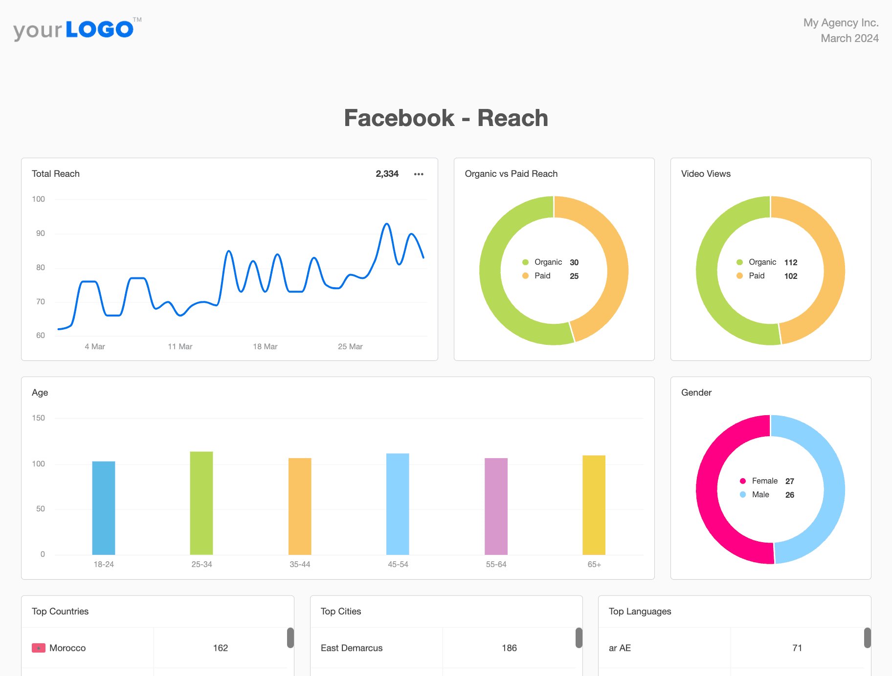 Content Marketing Report Template - Facebook Reach