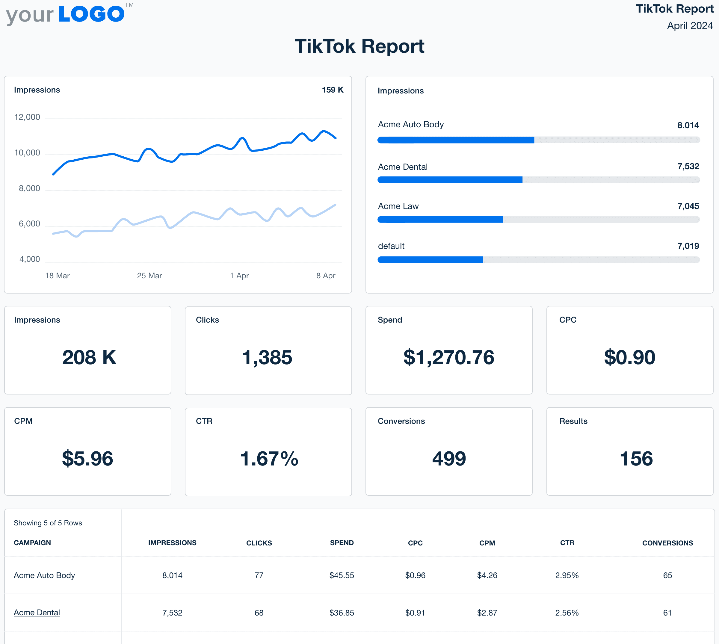 TikTok Report Template Example