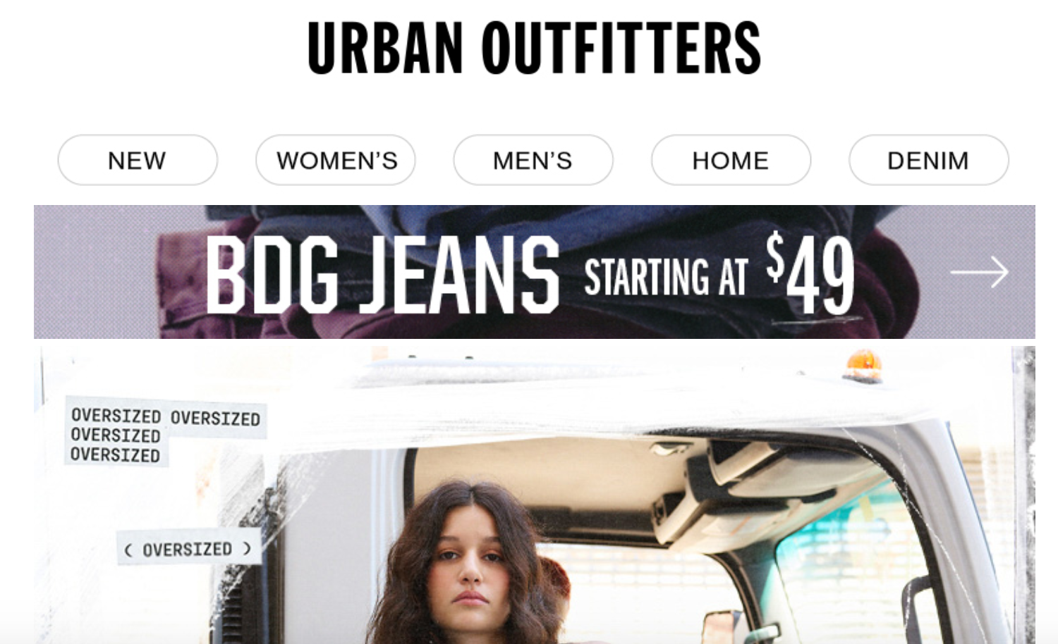 Example of an email campaign by Urban Outfitters