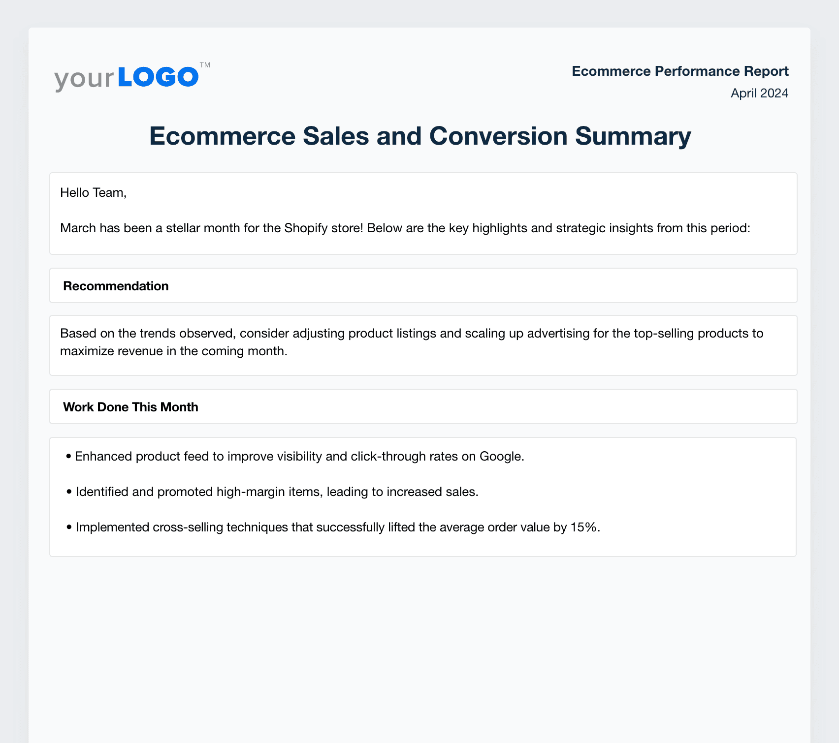 Ecommerce Monthly Report Summary Example