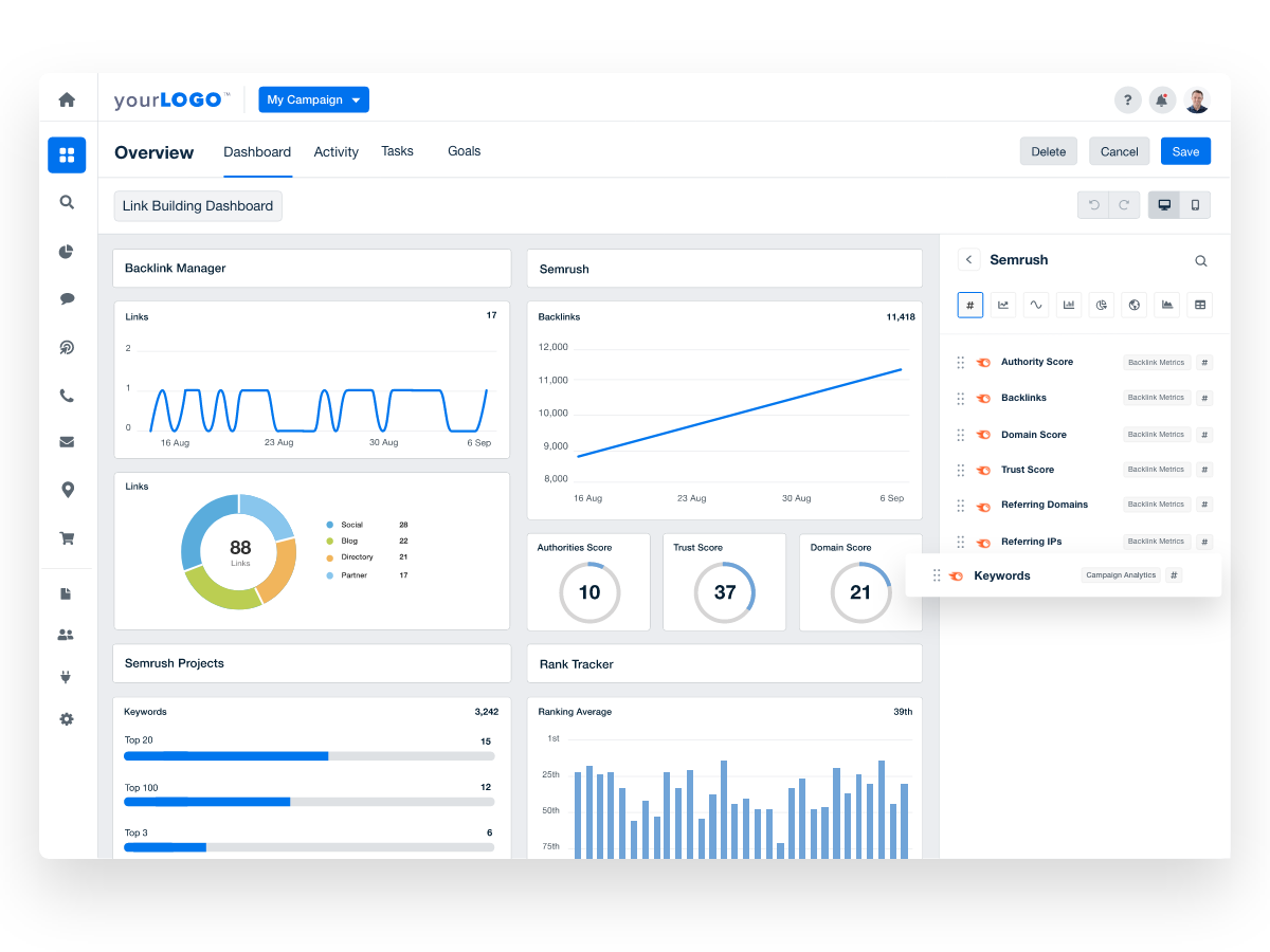 Link-Building Dashboard Editor