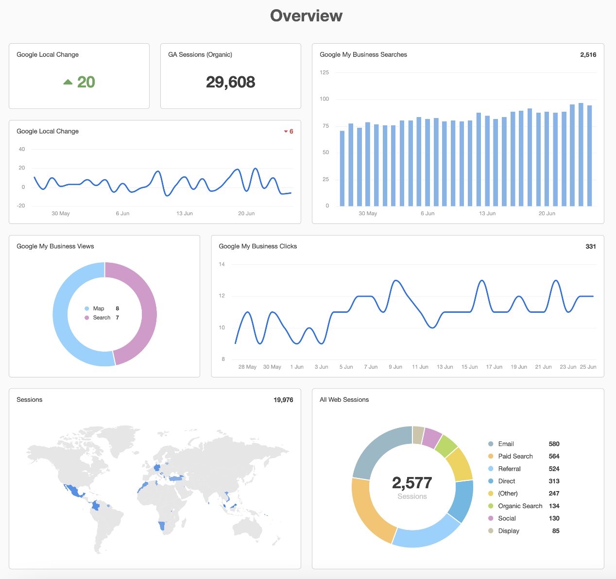 Local SEO Report Template Showing the Overview Section