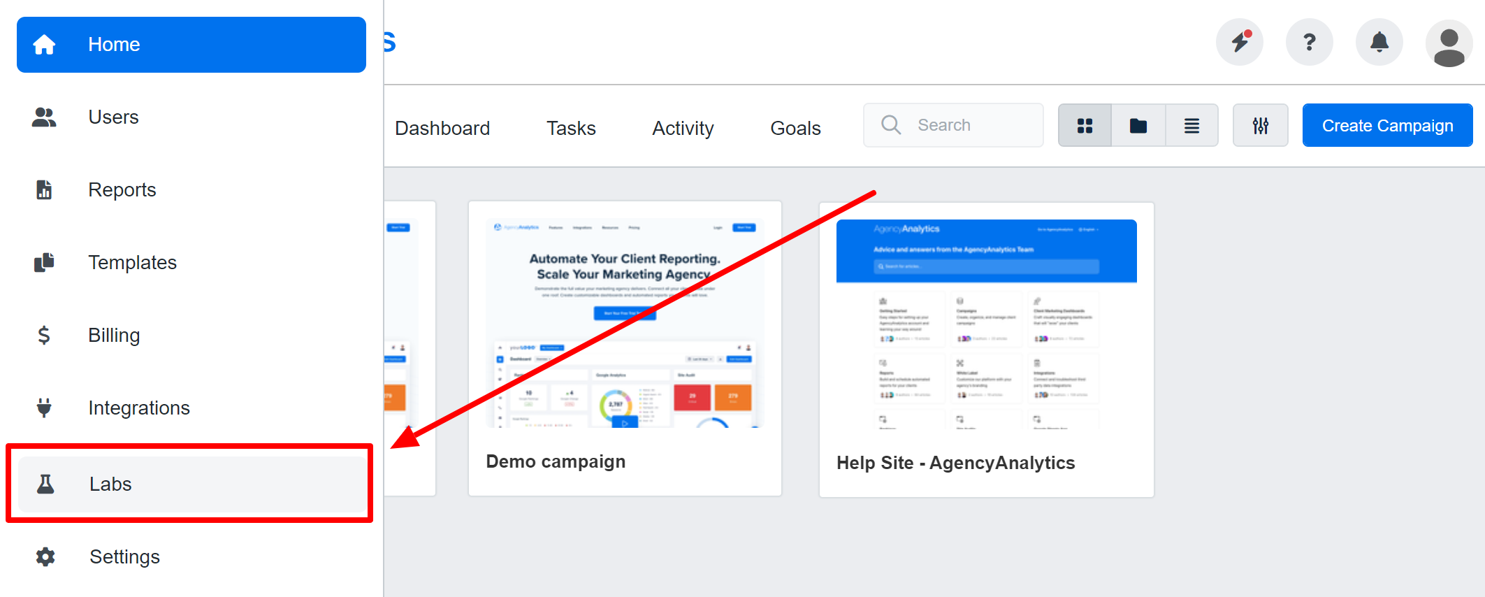 AgencyAnalytics Labs Feature