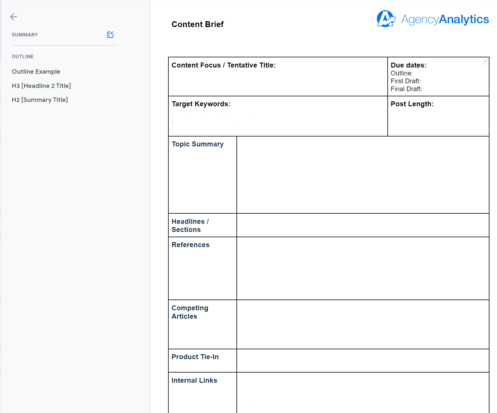 Content Brief Template Example