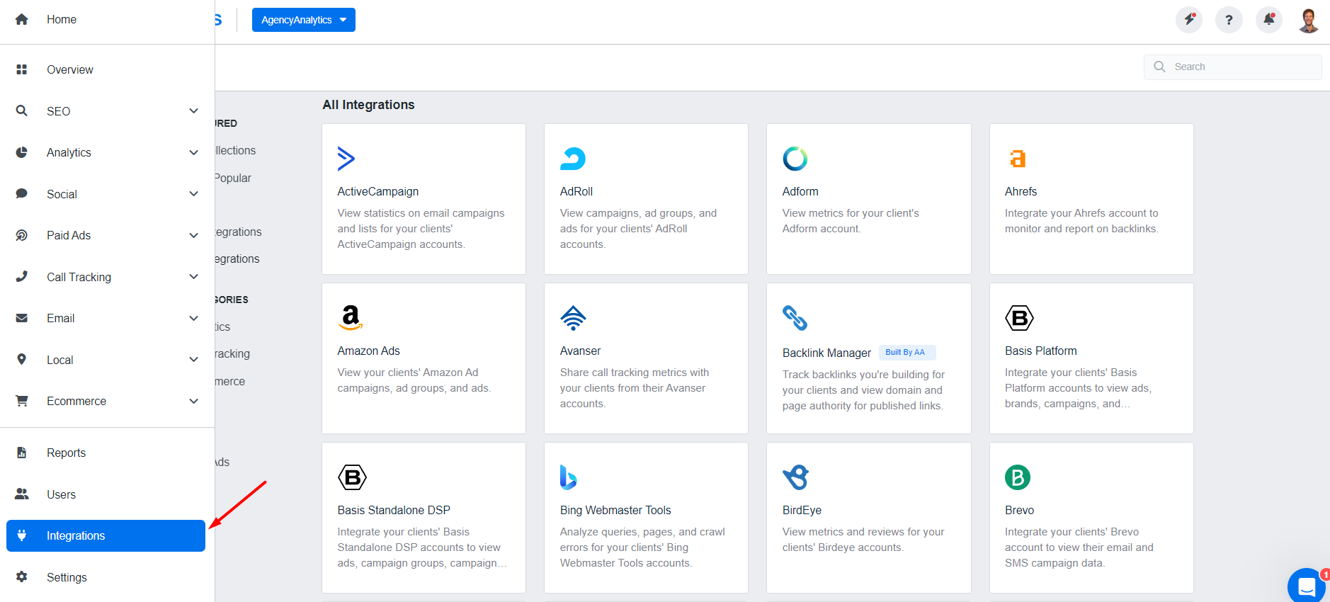 AgencyAnalytics Choose Integrations AgencyAnalytics Choose Integrations