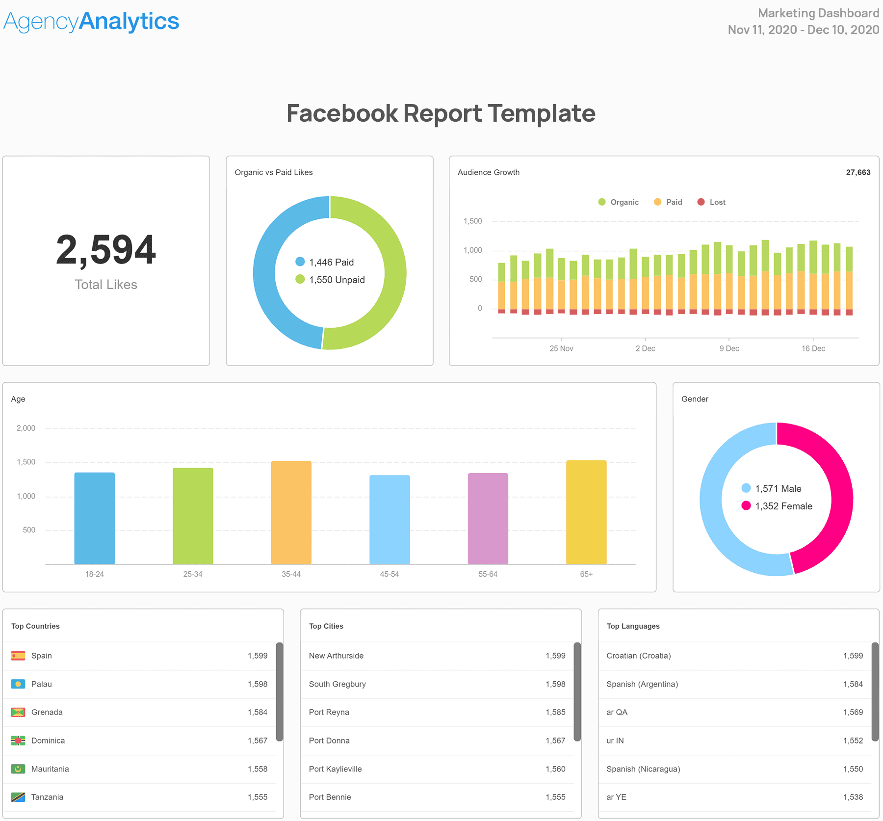 Facebook Social Media Report Template Example