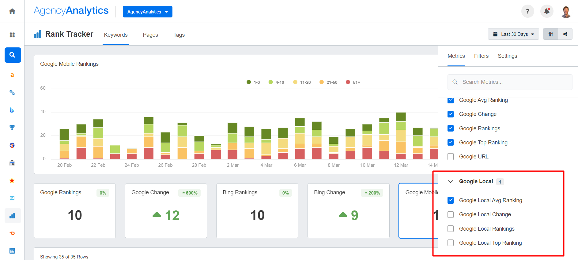 AgencyAnalytics - Enable Google Local - Rank Tracker Tool