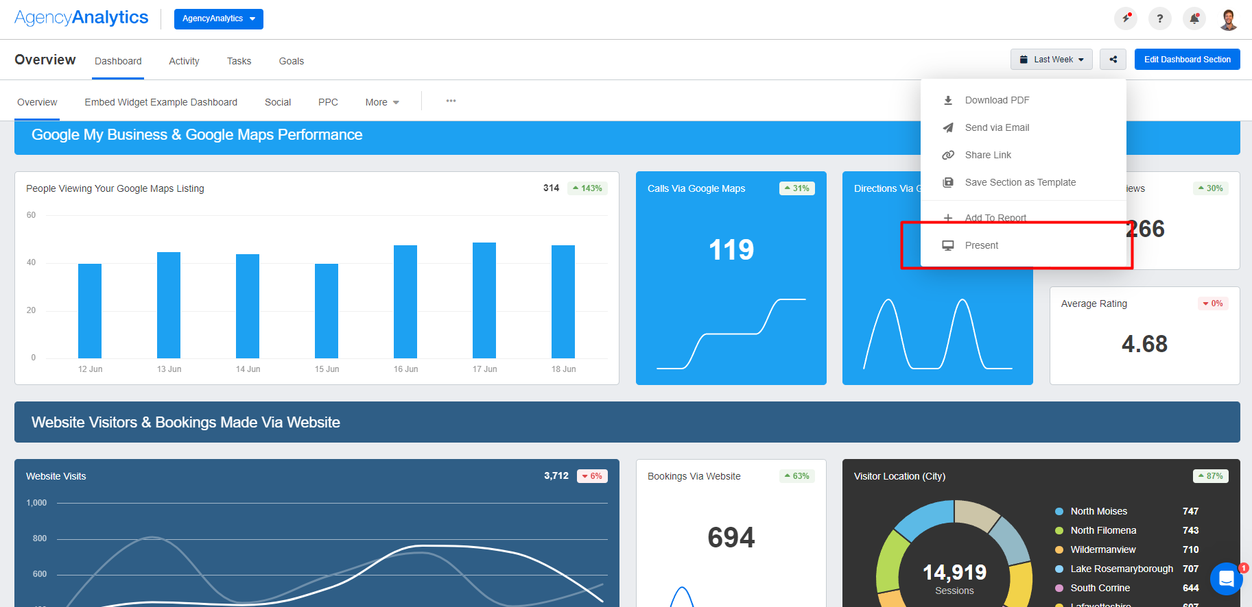 AgencyAnalytics Present Button AgencyAnalytics Present Button