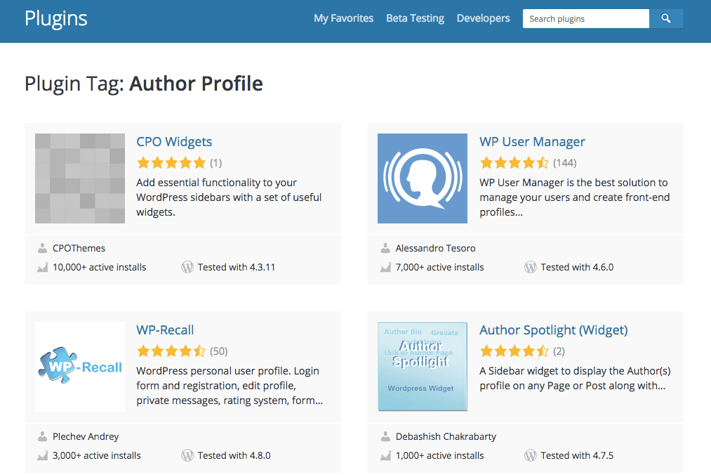 Author Profile Plugin Screenshot