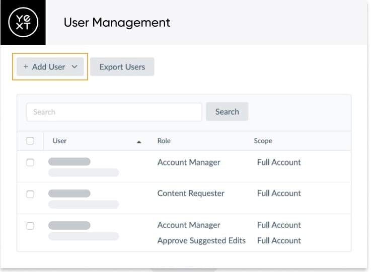 Yext Add User Screenshot Yext Add User Screenshot