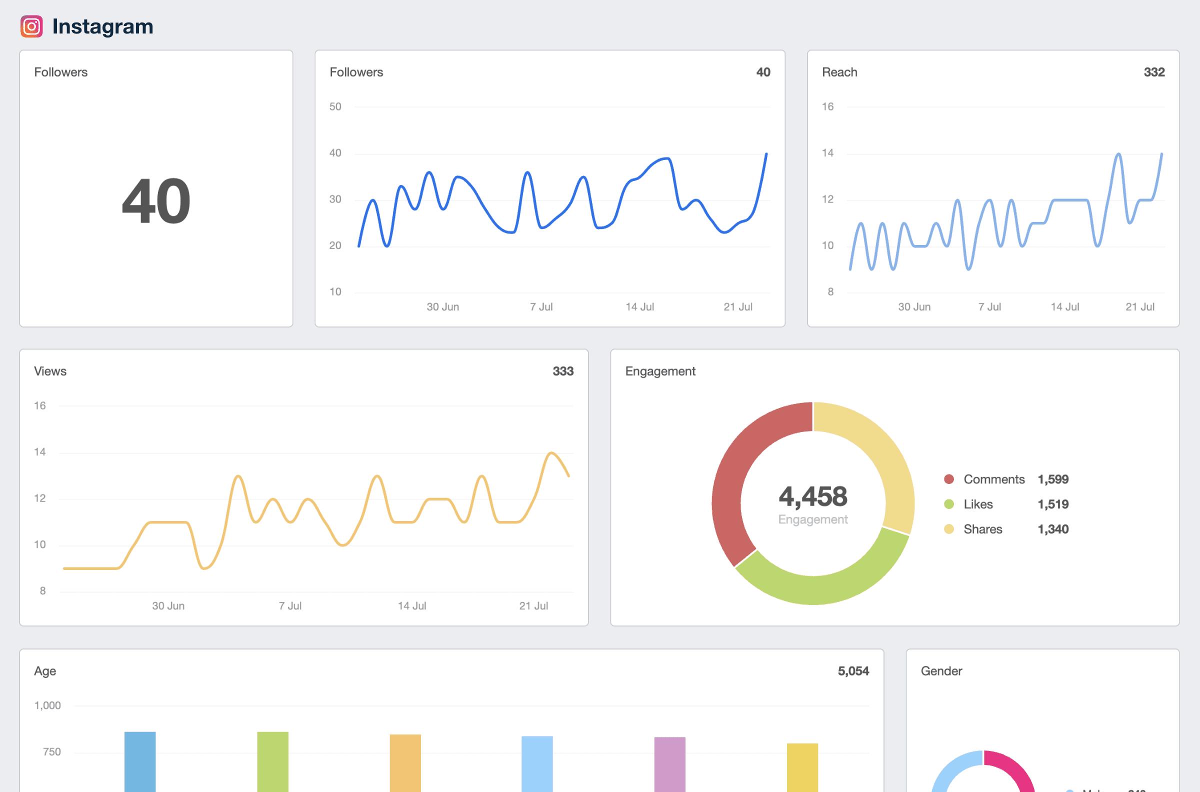 Instagram KPI Dashboard Example