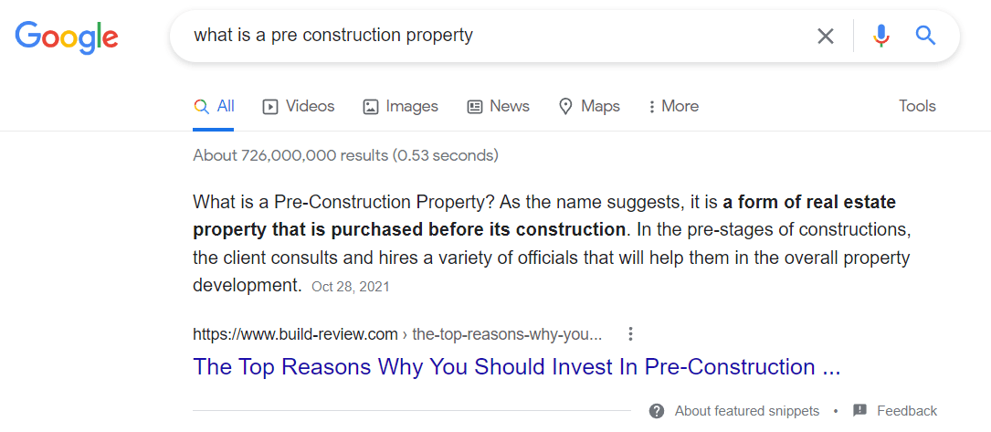 What Is A Pre Construction Property - Real Estate - featured snippet