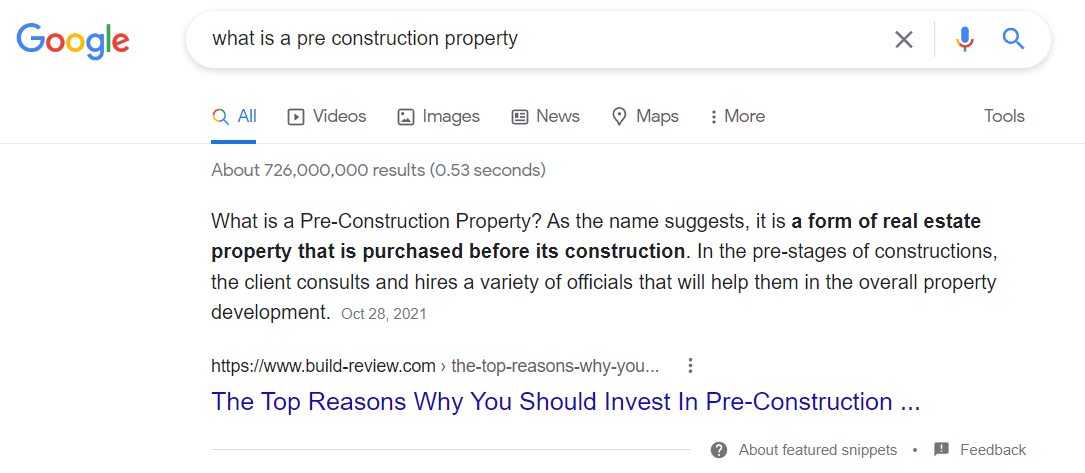 What Is A Pre Construction Property - Real Estate - featured snippet What Is A Pre Construction Property - Real Estate - featured snippet