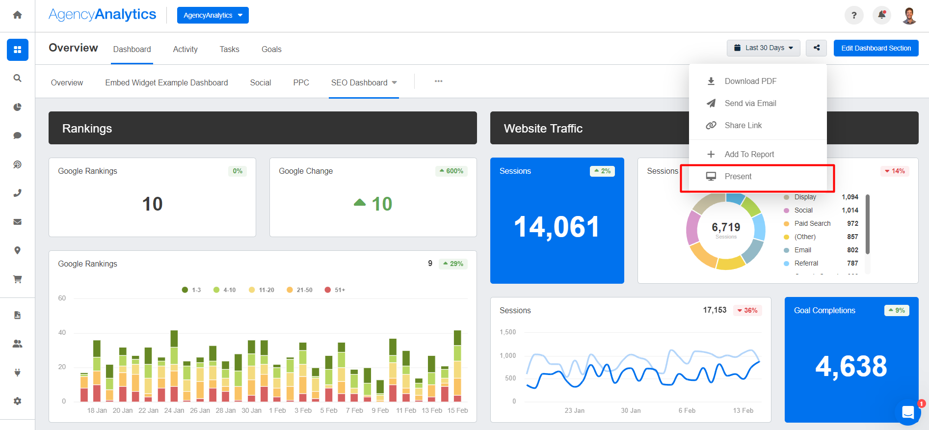 AgencyAnalytics - Presentation Mode Button