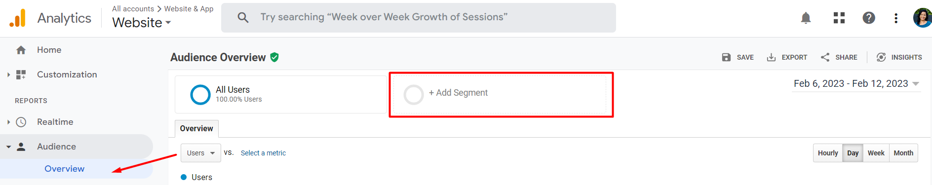 Google Analytics - Add Segment