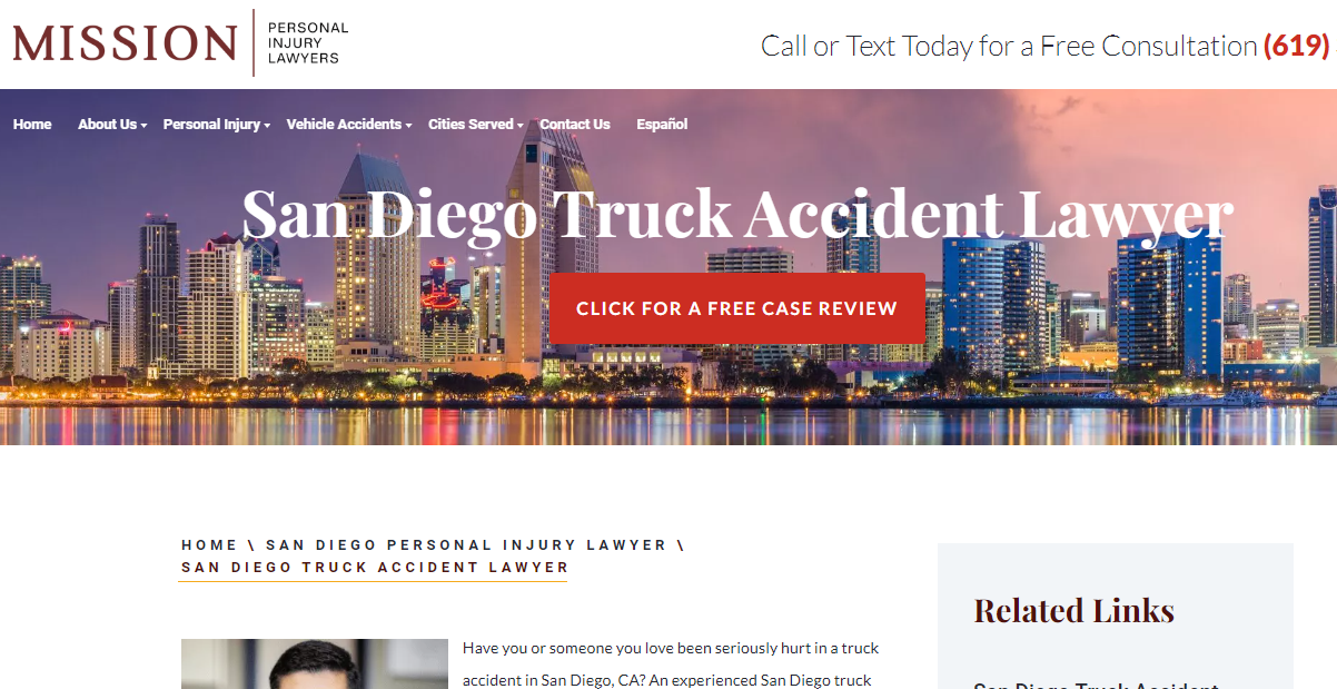 example of bottom of funnel landing page for a san diego truck accident lawyer  example of bottom of funnel landing page for a san diego truck accident lawyer