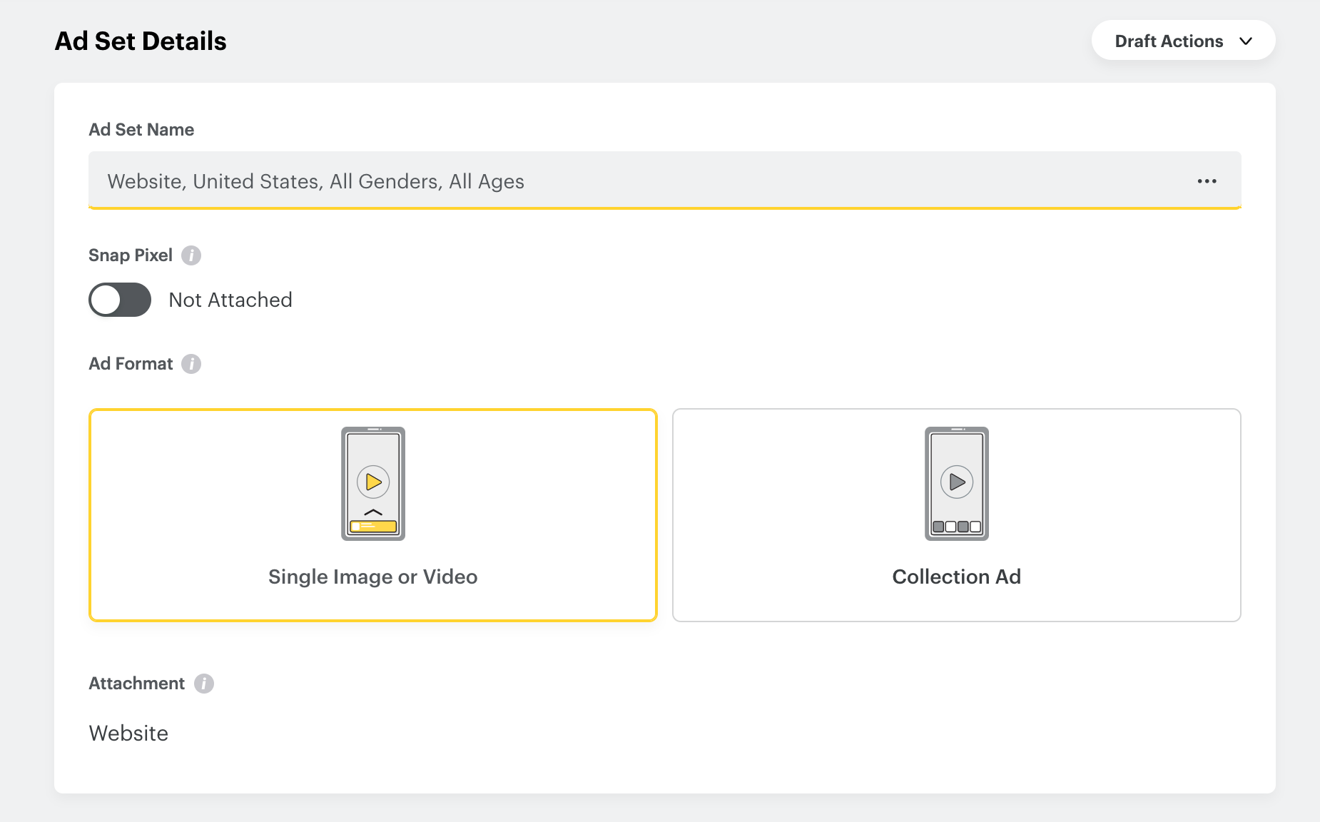 Snapchat ads setup interface