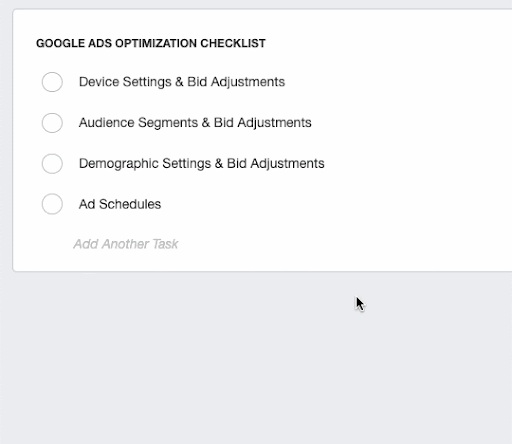 Gif of Someone Creating a Google Ads Optimization Task List