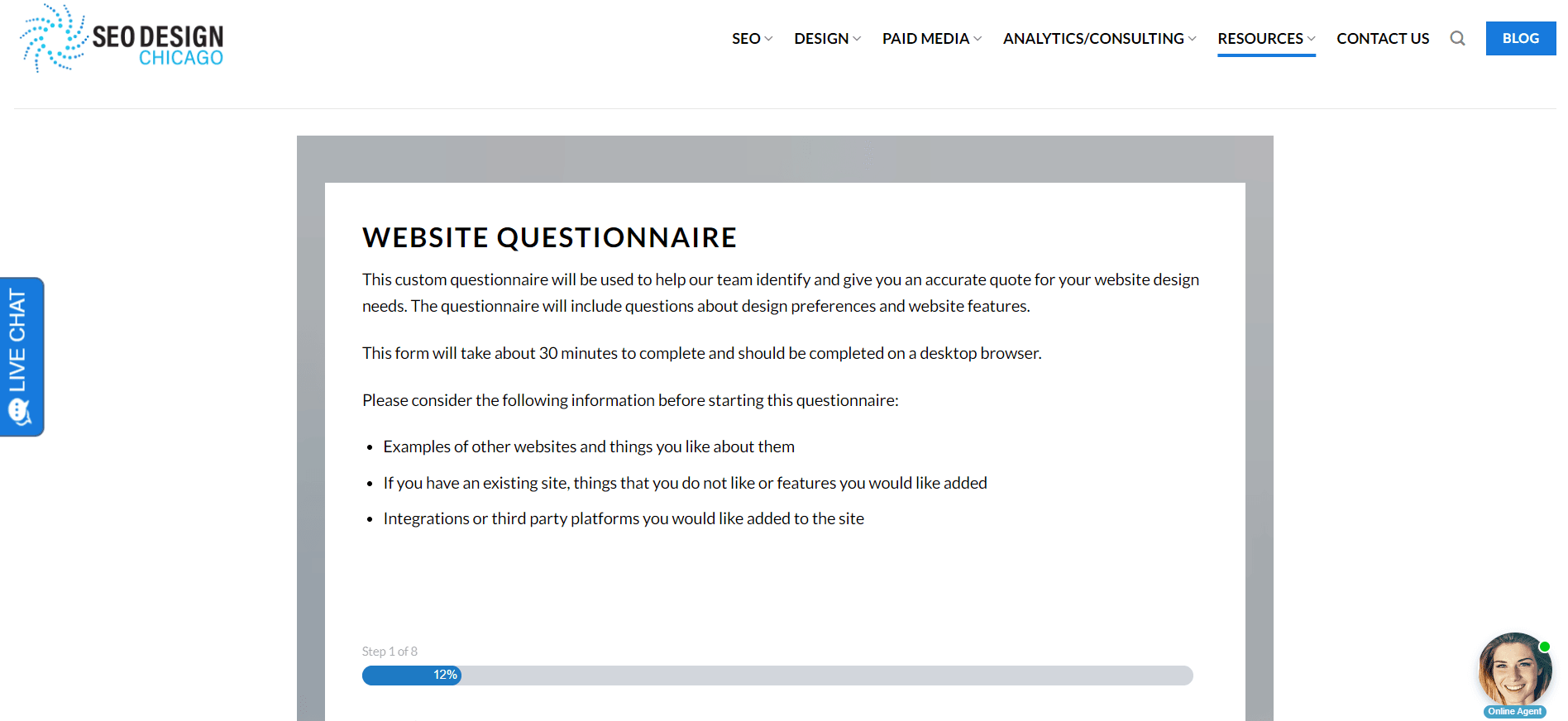 SEO Design Chicago Website Questionnaire