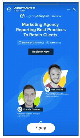 Facebook Ad Image Story Placement- AgencyAnalytics Facebook Ad Image Story Placement- AgencyAnalytics