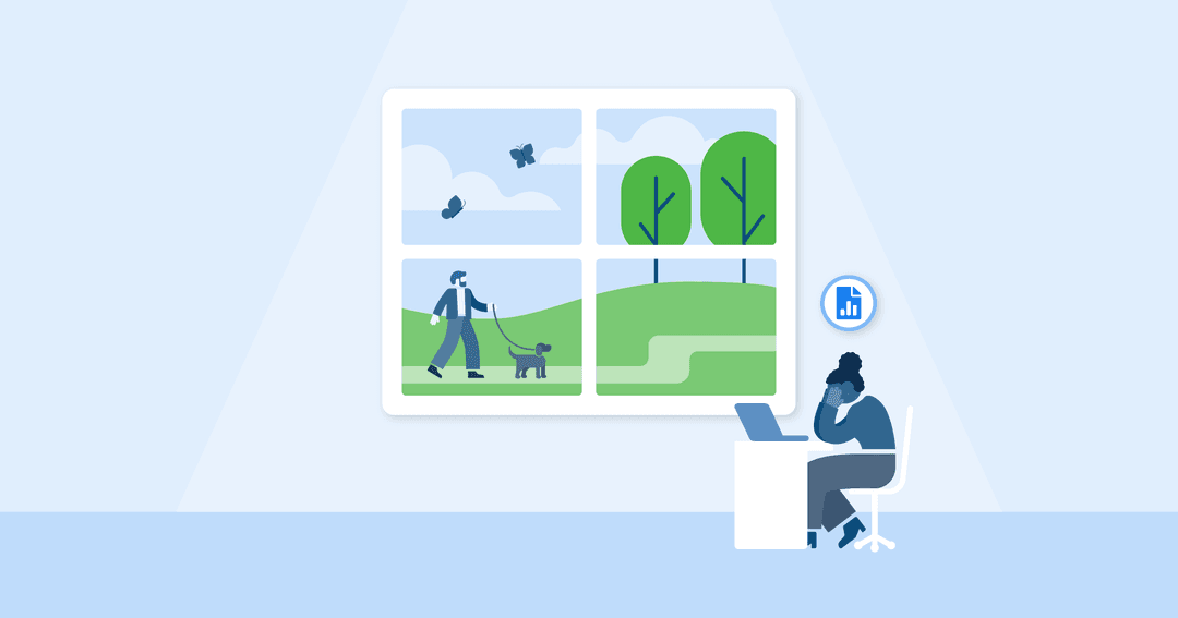 an image of a person feeling frustrated wasting time inside on their computer while doing manual client reporting while it's sunny outside  an image of a person feeling frustrated wasting time inside on their computer while doing manual client reporting while it's sunny outside