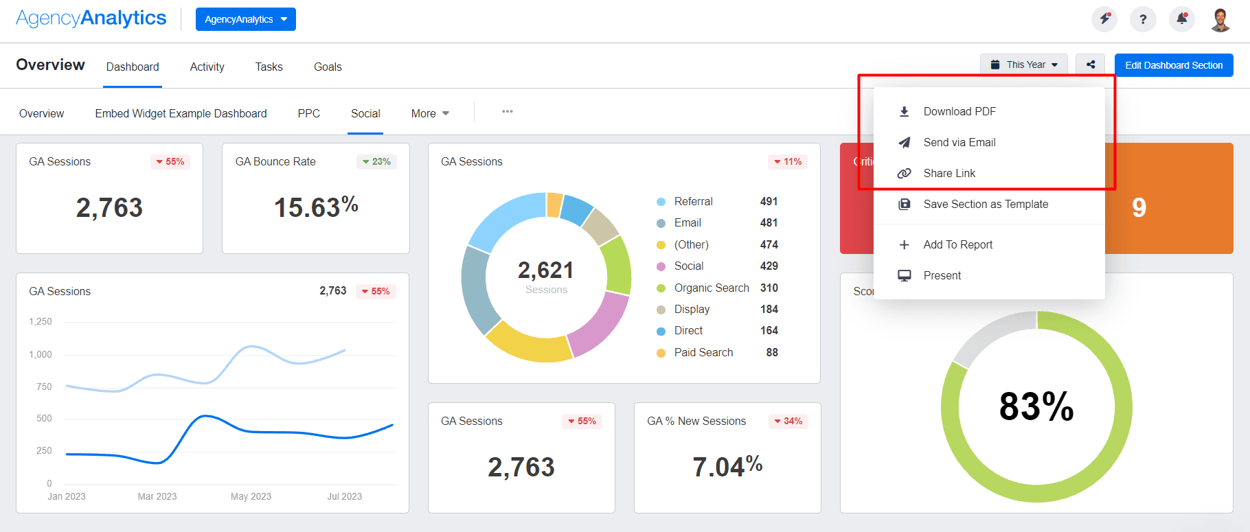 AgencyAnalytics Reporting Features