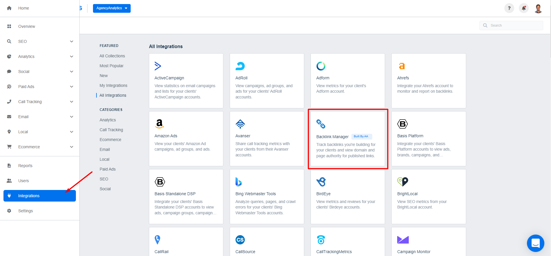 AgencyAnalytics - Backlink Manager Setup