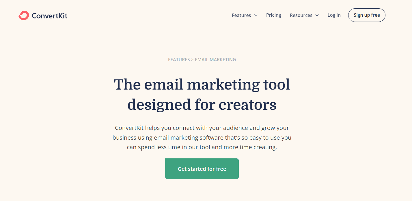 ConvertKit Email Marketing Homepage