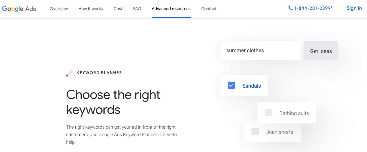 Google Ads keyword planner