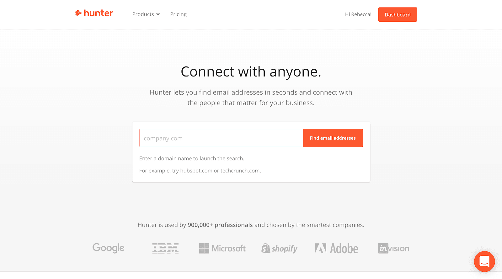 Hunter homepage screenshot Hunter homepage screenshot