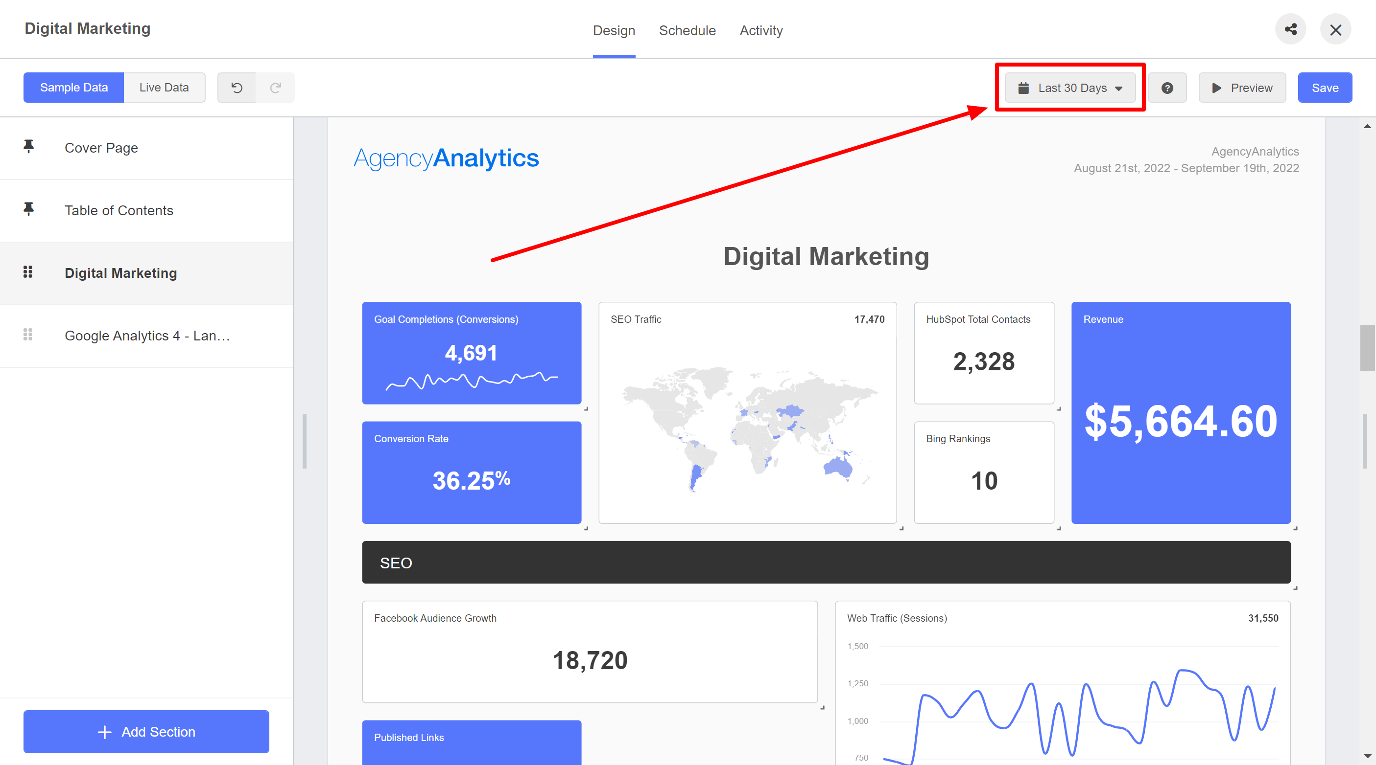 Set Date Range Comparison in Marketing Reports