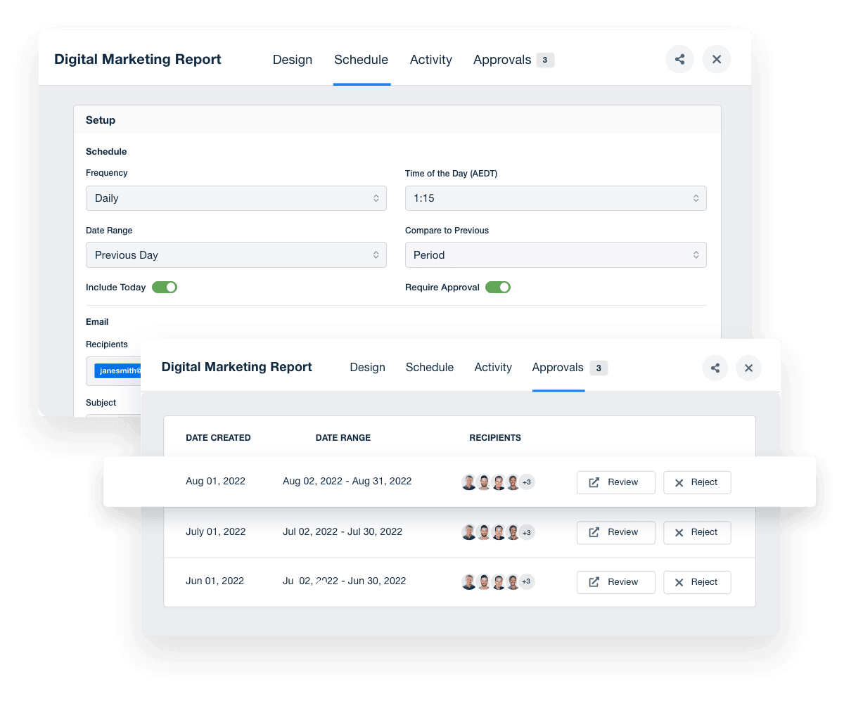 report scheduling for automated reports