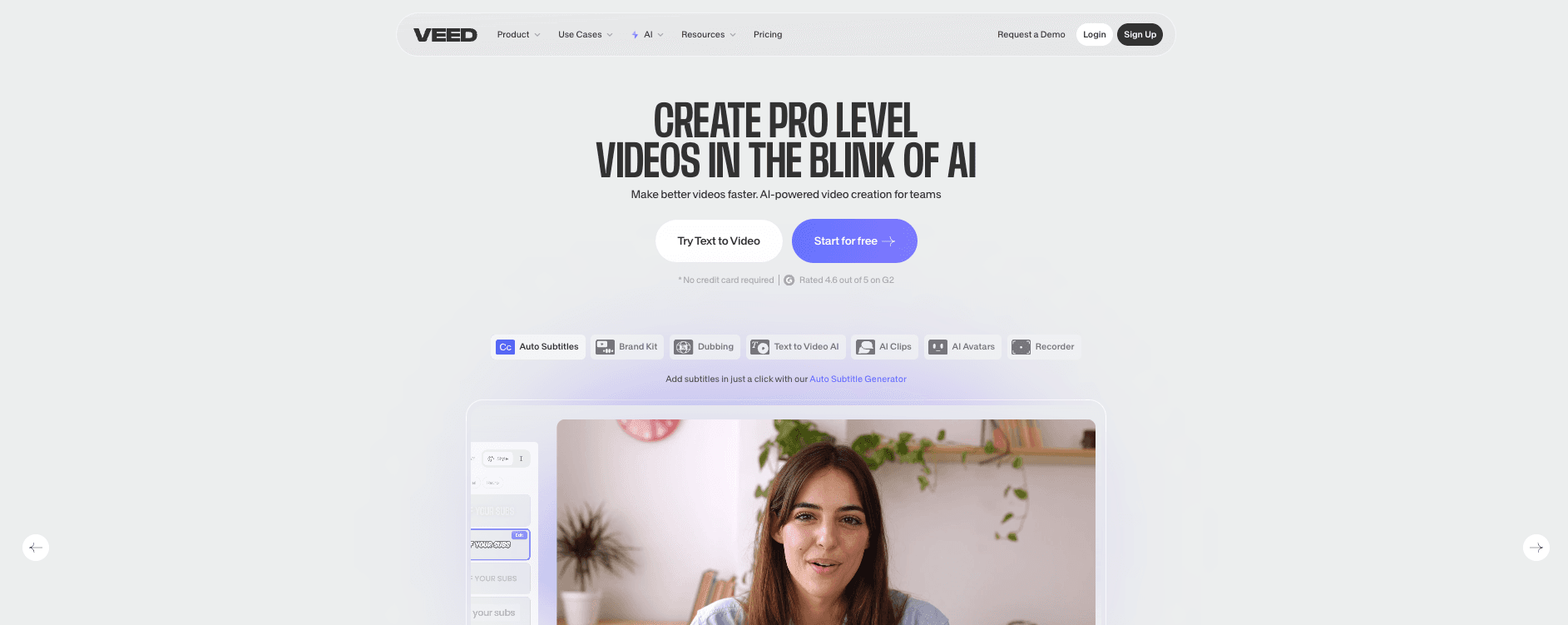 Veed.io homepage Veed.io homepage