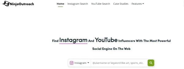 NinjaOutreach Instagram and YouTube Influencer Search